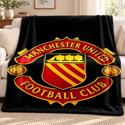 FC Manchester Blanket Flannel Blanket Soft Cozy Plush Throw for Sofa Bed Lightweight Home Decoration Outdoor Camping