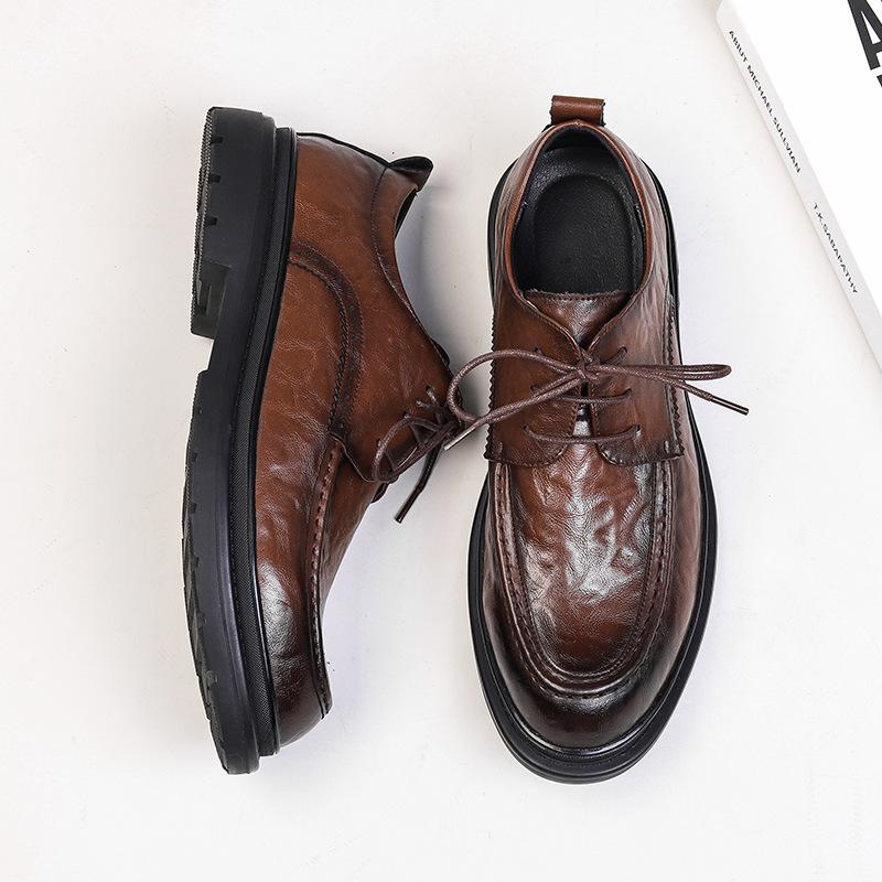 Buty skórzane męskie w stylu brytyjskim, czarne, z dużą głową, codzienne, biznesowe, ślubne, dla pana młodego, skórzane, 99291-W