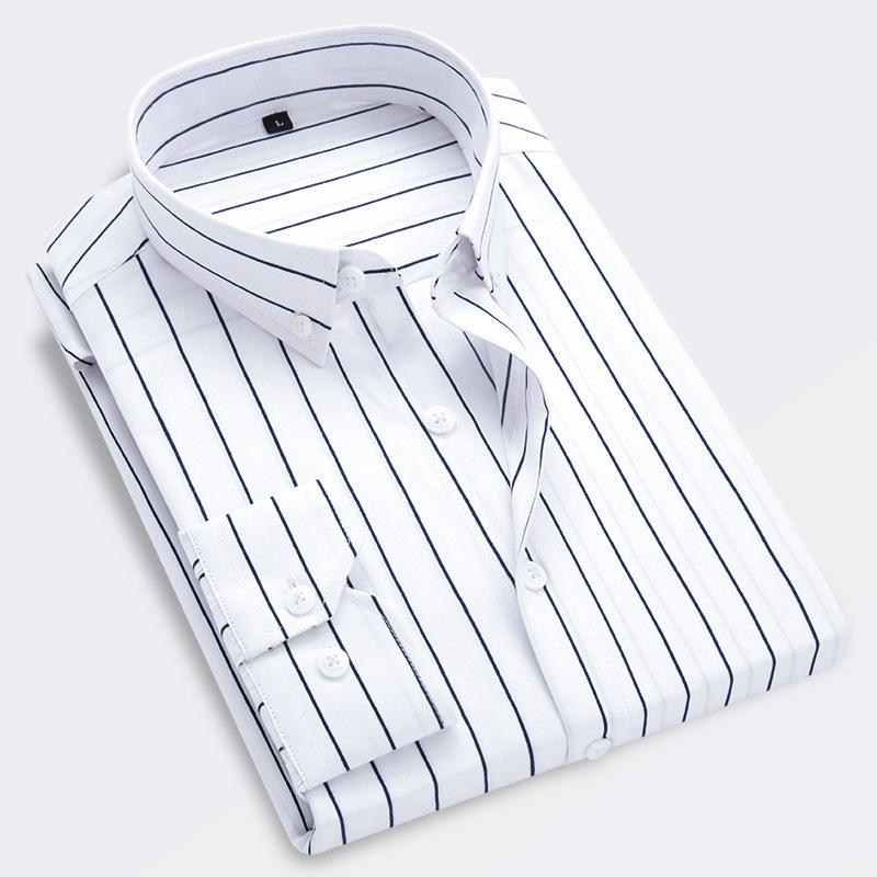 Spring And Autumn Men's Long-sleeved Shirt Trend Slim Youth Casual Men's Striped Shirt