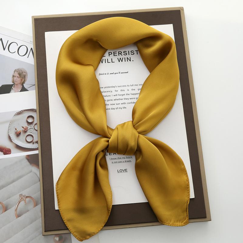 70cm Solid Color Small Square Scarf Women Trendy Versatile Neck Scarf Match Blazer Shirts Decorative Bandana