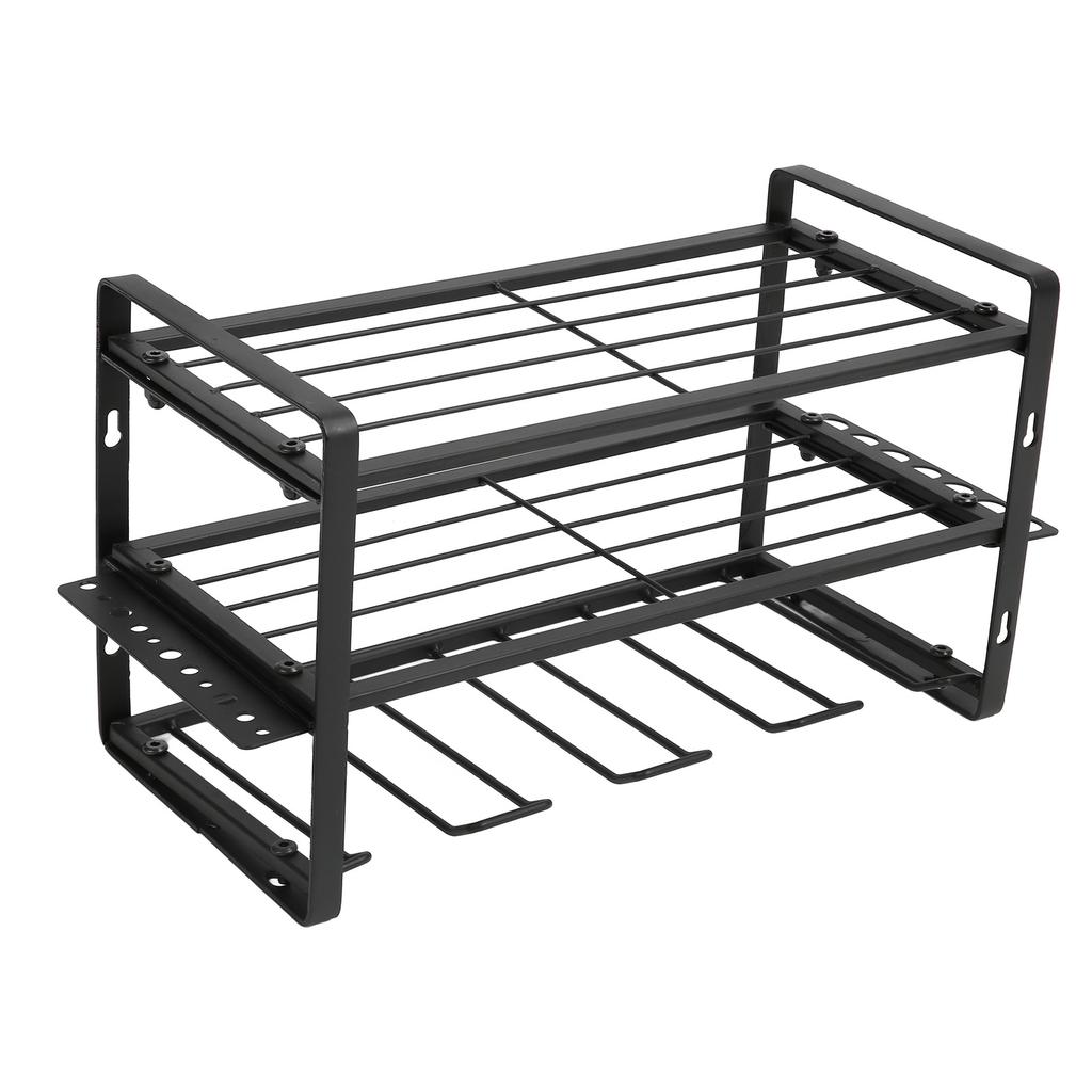 Organizator burghie Negru Suport burghie Capacitate portantă 150lb Montare pe perete Raft pentru scule cu accesorii complete