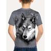 Summer Round Neck 3D Printed Wolf Pattern Top Fashionable Casual Cool Short Sleeved Children's Boy T-shirts
