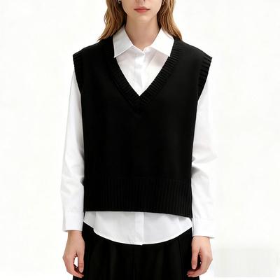 Winter Knitted Sweater for Women Casual V-Neck Pullover Vest Sleeveless Female Clothing Loose Tops Jumper