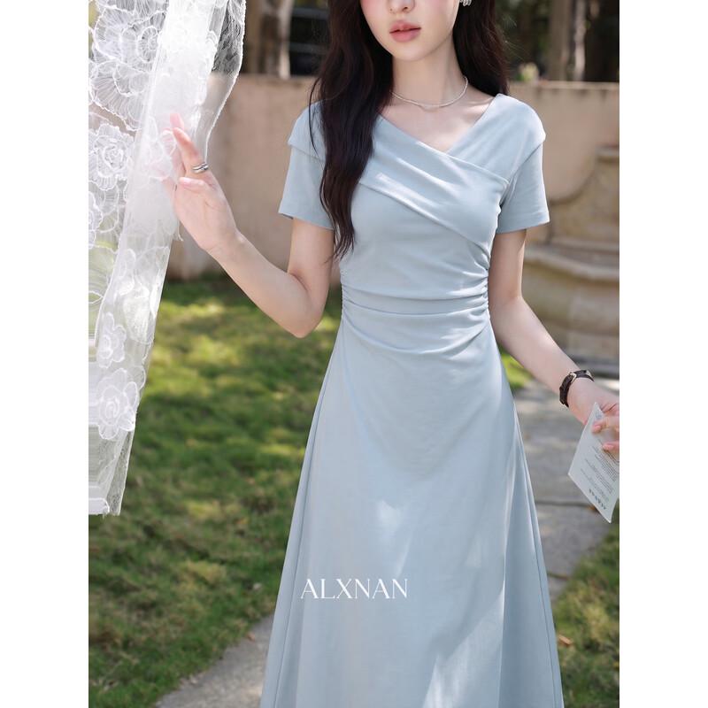 Летнее платье с затягивающейся талией French Blue M