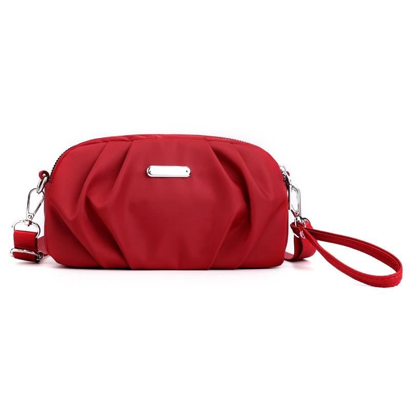 IELGY ladies korean style crossbody bag solid color nylon double zipper
