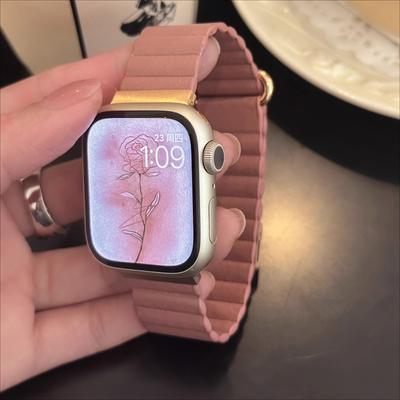 Magnetyczny Skórzany Pasek Do Apple Watch 44 45 49mm 40 41mm 42 38mm 46mmMetalowa Stal Nierdzewna Pasek Do iwatch 8 7 SE 6 5 4 3 2 S10