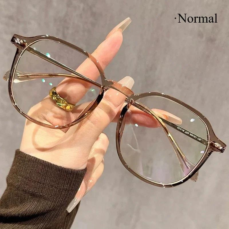Unisex Large Frame Pochromic Reading Glasses Men Women Vintage Color Changing Glasses Retro Square Anti-UV Far Sight Eyewear