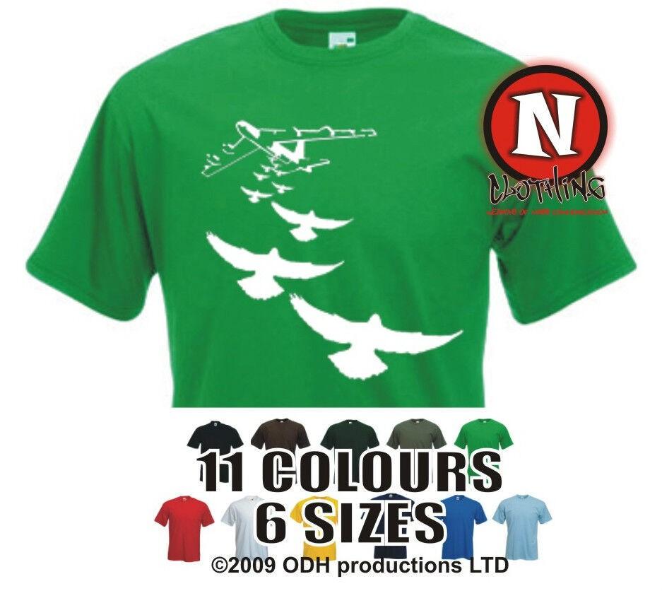 

Paloma Bomber Camiseta Arte Urbano Grafiti Plantilla Paz Estilo Banksy Anti War 2XL