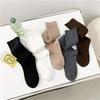 Women Ribbed Knitting Cotton Long Socks Autumn Winter Warm Fashion Solid Color Casual Breathable Knee High Stockings