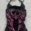 Japanese Retro Y2K Shibuya Hot Girl Punk Rock Subculture Black Faux Two-Piece Lace Halter Top