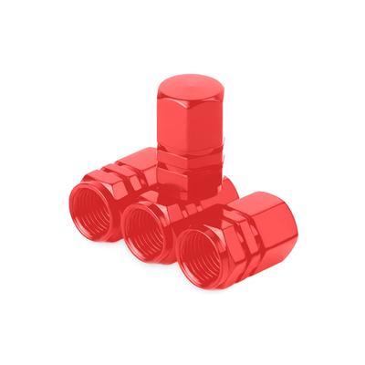 Waves Tire Air Valve Cap Aluminum Set of 4 Car Motorcycle (Red)