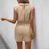 Women V-Neck Sleeveless Drawstring Waist Casual Pocket Romper