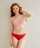 Kkommeutin Cubre Top Triángulo Conjunto de Bikini Rosa + Rojo