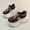 Fashion 10CM Microfiber Leather Chunky Sneakers New Autumn High Platform Wedge Heels Casual Shoes Breathable Comfortable Dad Shoes