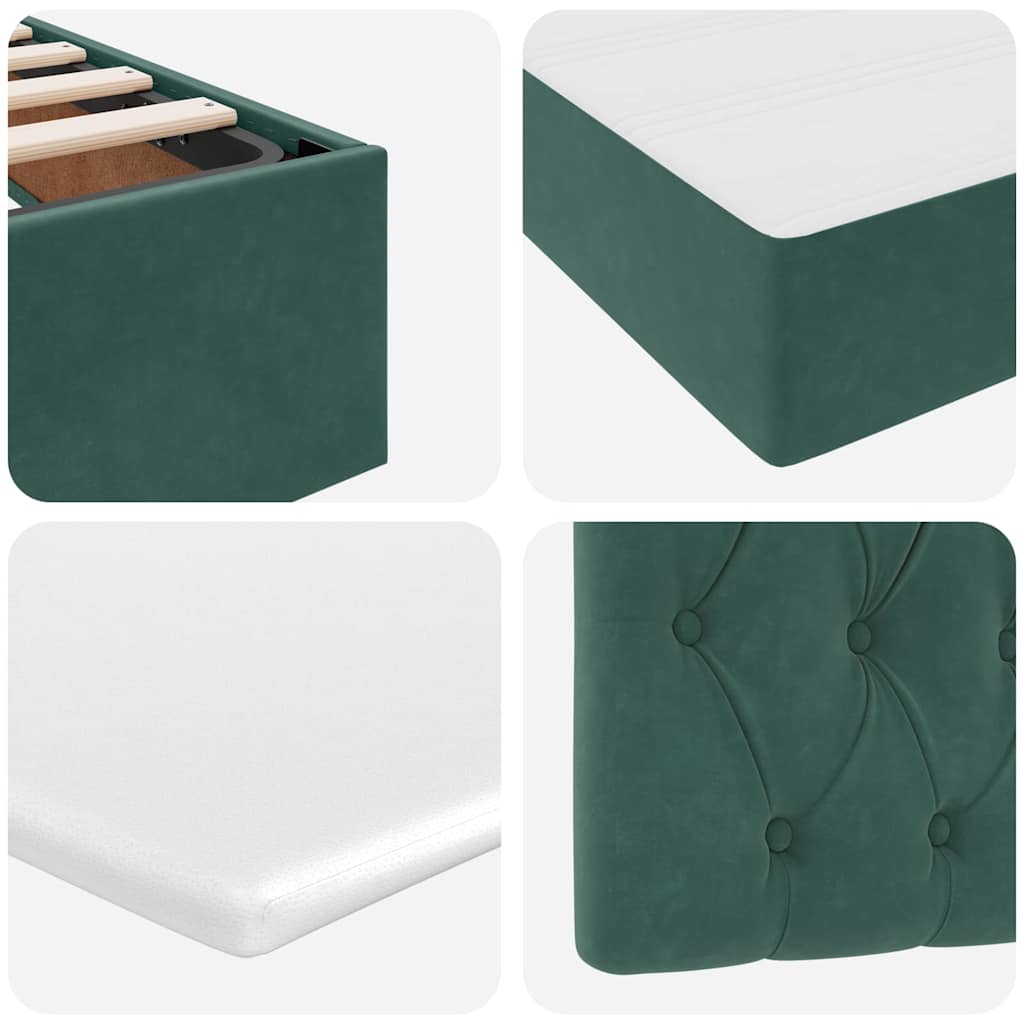 Storage Bed with Mattress Dark Green 100 X 200 Cm Velvet