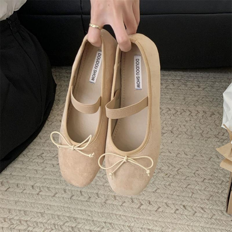 

Fashion IPPEUM Velvet Ballet Flats Red Round Toe Mary Janes 2025 New Summer Ballerinas Shoes Mujer 225 бежевый