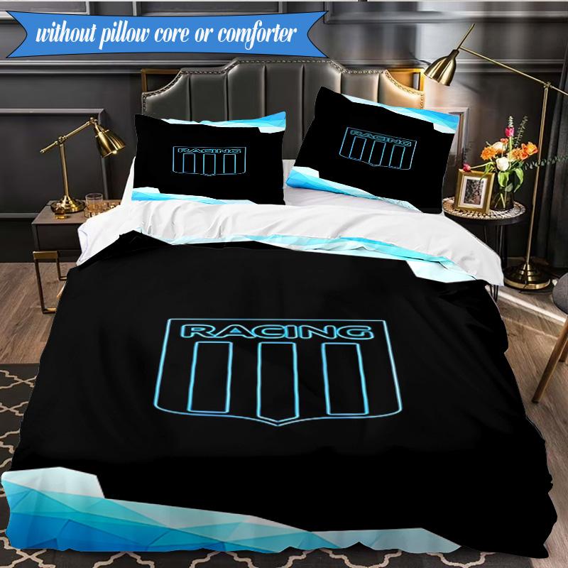 Racing Team Emblem 3pcs Bedding,Including 1pc Duvet Cover And 2pcs Pillowcases Perfect for Christmas,Ideal for Bedroom, Dormitory