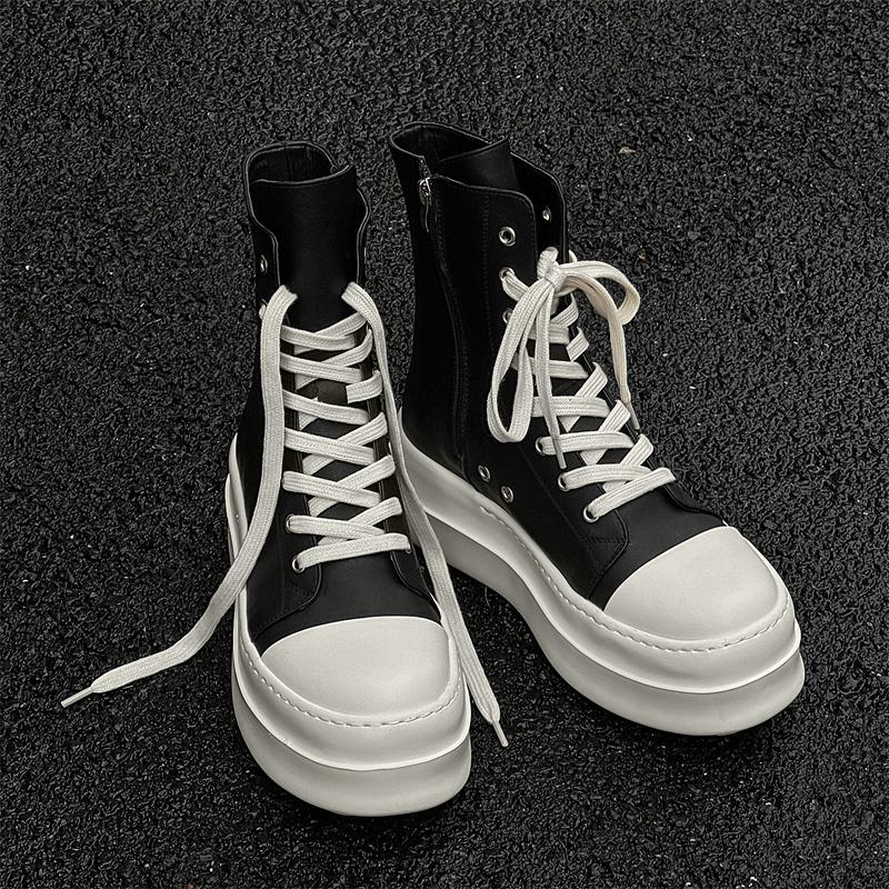 Brand Black High Top Men's and Women's Shoes Fashion Designer Women's Canvas Sports Shoes Ankle Boots Zipper Thick Soled