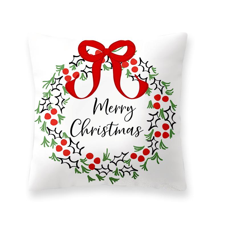 

New Christmas Atmosphere Pillow Cover Simple Printed Cushion Cover Home Bedroom Car Sofa Linen Pillow Cover 45 * 45Cm-linen (excluding pillow core)