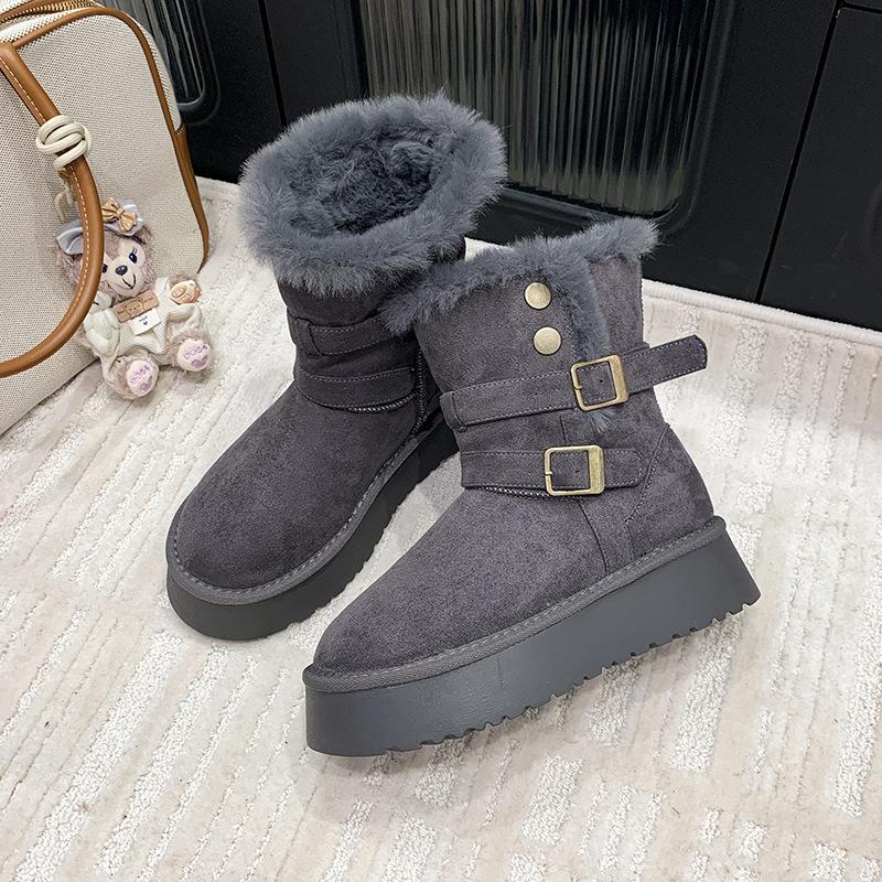 

Женская мода два способа носки толстая подошва легкие зимние теплые сноубутсы плюшевая подкладка нескользящие износостойкие повседневные уличные спортивные хлопковые ботинки 40