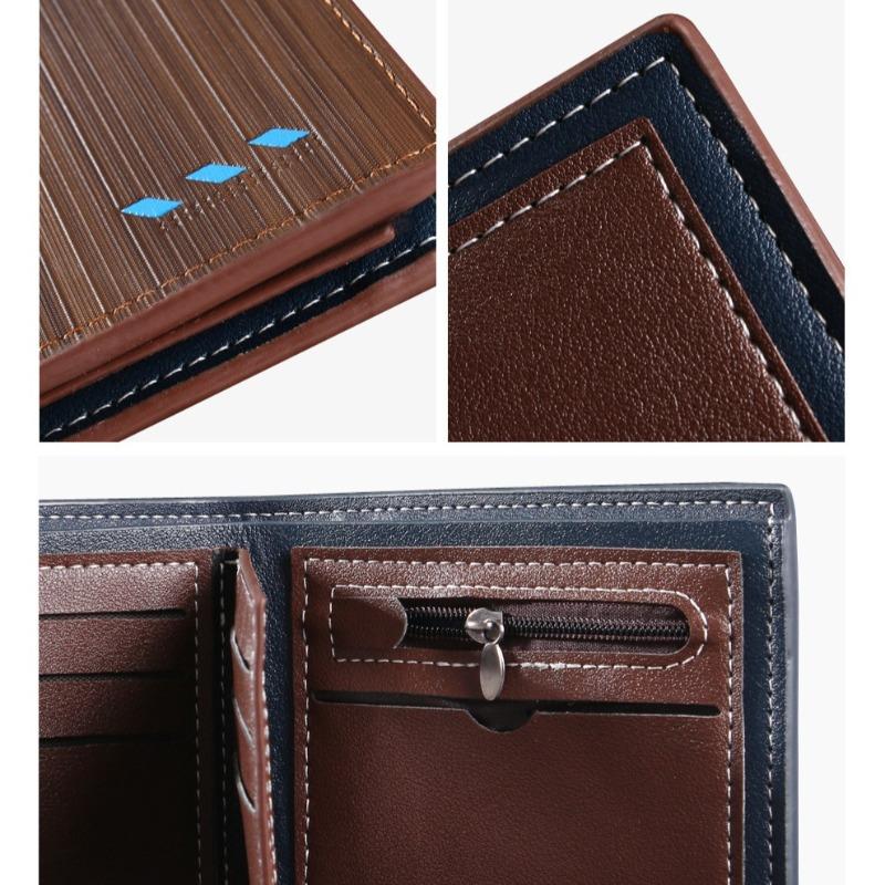 Men’s Slim Bifold Wallet Leather Short Wallet Vintage Business Card Holder Cash Pocket Compact Purse