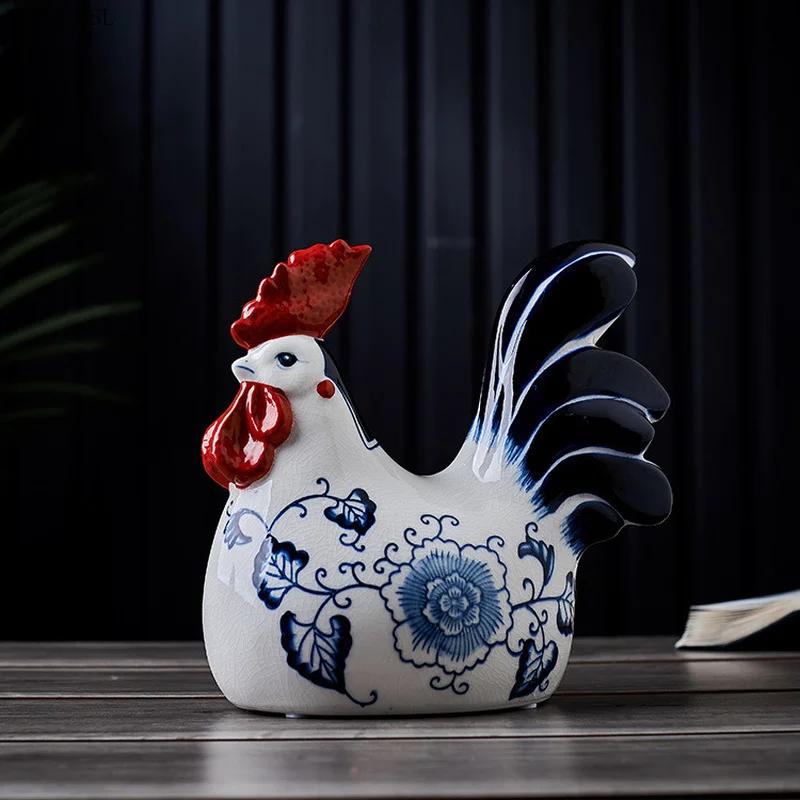 Home Decoration Accessories Chinese Style Creative Zodiac Chicken Ceramic Handicraft  Living Room Desktop Ceramic Ornaments