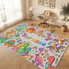 Dinosaur Theme Soft Crystal Velvet Rug Custom Name & Text Print Non Slip Floor Rug for Bedroom Living Room