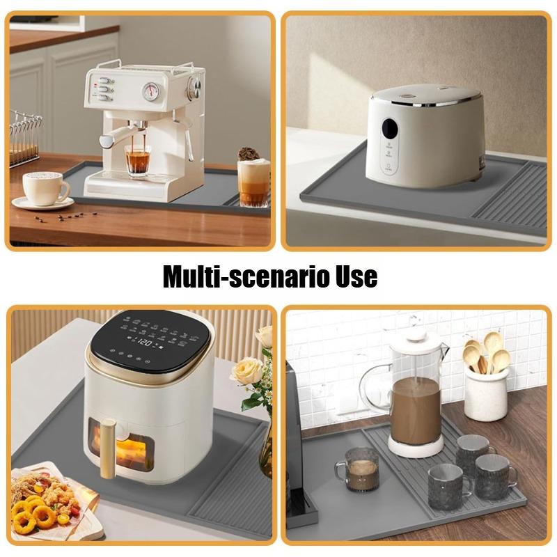 2in1 Silicone Coffee Mat Multi-Functional Non-Slip Bar Pad for Countertops Absorbent Kitchen Tableware Impermeable Drainage Mat