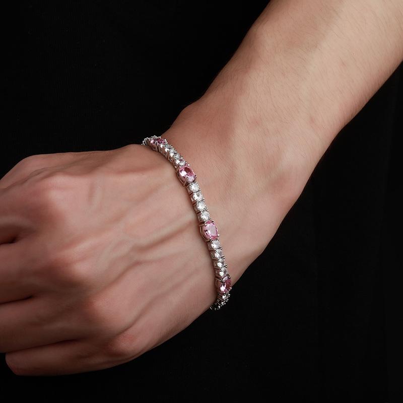 Prong Setting Two Tone Oval and Round CZ Tennis Bracelet Rhodium Plated Brass Luxury Couple Jewelry Gift