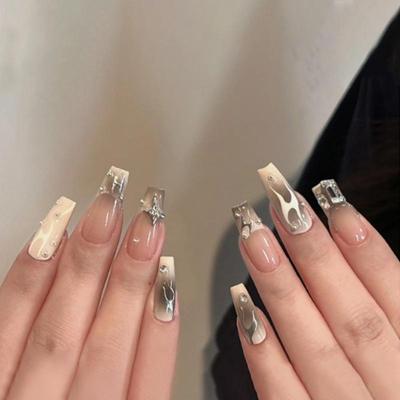 Flammen Tragbare Nagelsticker: Europäische & Amerikanische Stil Falsche Nagelkunstspitzen