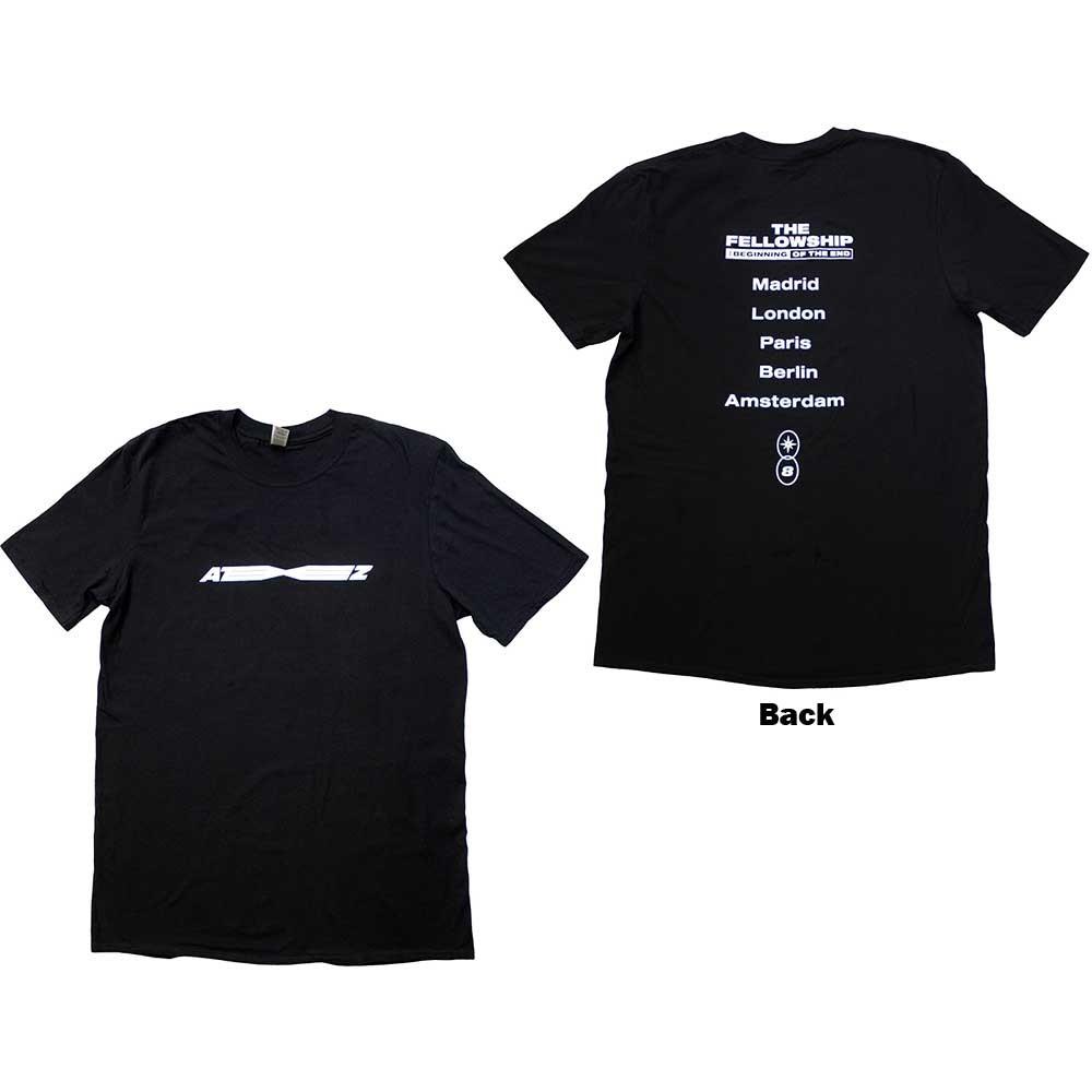 ATEEZ Fellowship Tour Euro Logo T-Shirt Black New M