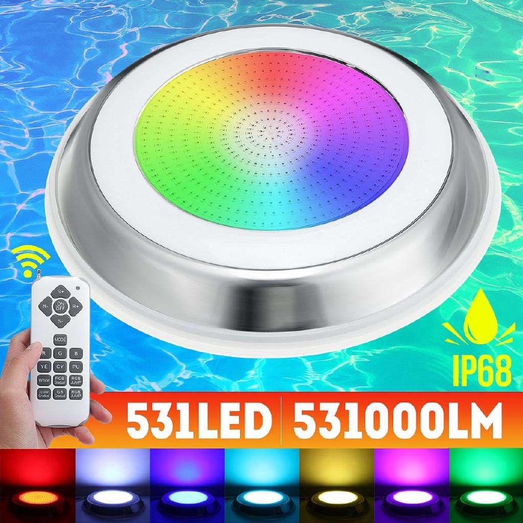 55W DC12V 531LED RGB Swimming Pool Light Underwater IP68 Waterproof LED Light Multi-Color Zwembad Lamp with Remote Control