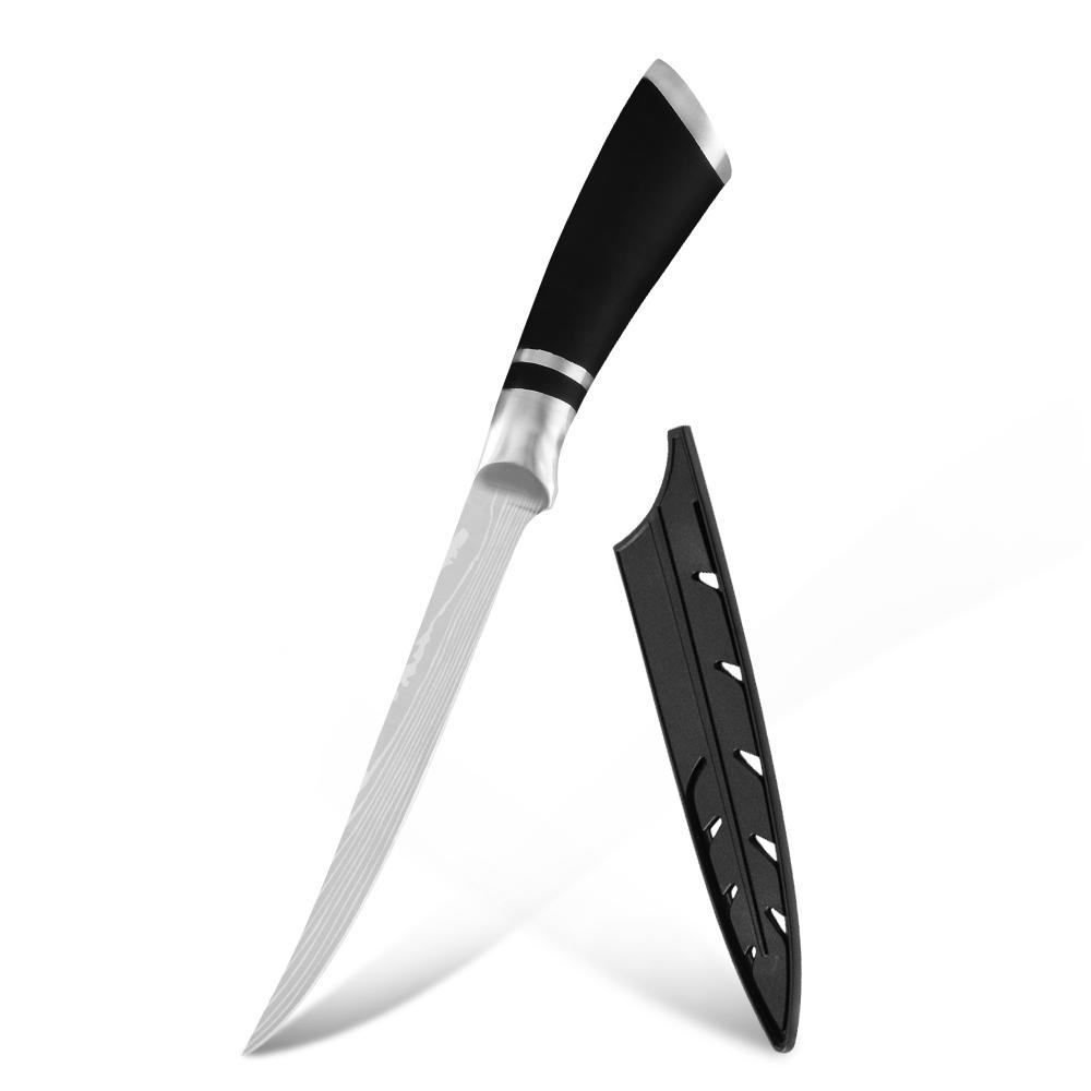 

Нержавеющая сталь Обвалочный нож 7-дюймовый филейный нож Damascus Лазерный узор Лезвие с эргономичной ручкой Кухонный нож