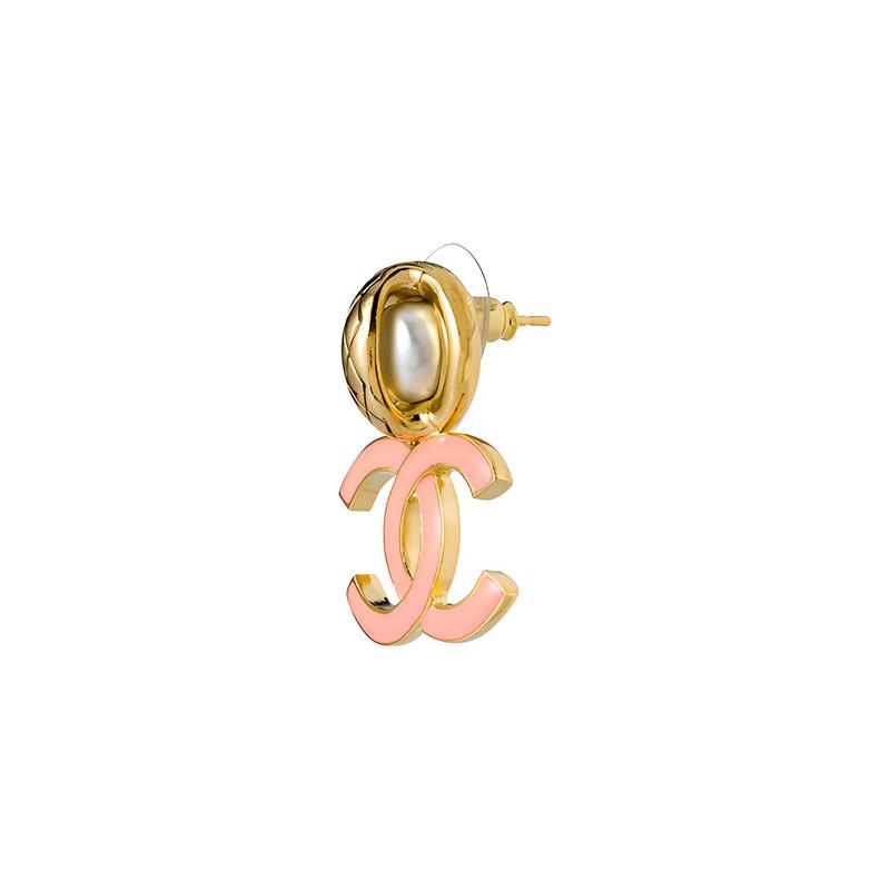 CHANEL metal and resin earrings pink