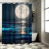 Full Moon Over Ocean Design Waterproof Shower Curtain Heat Resistant Machine Washable Non-Transparent 180x180cm