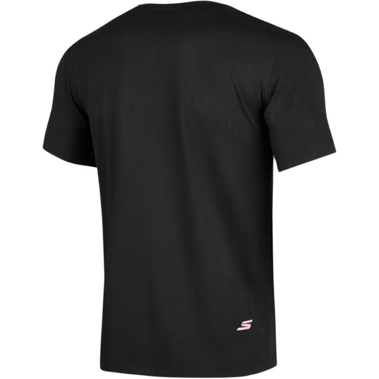 Skechers Letter Print Round Neck Pullover Comfortable Breathable Casual Sports Short Sleeve T-Shirt Unisex T-Shirt Carbon-Black P224U015-0018