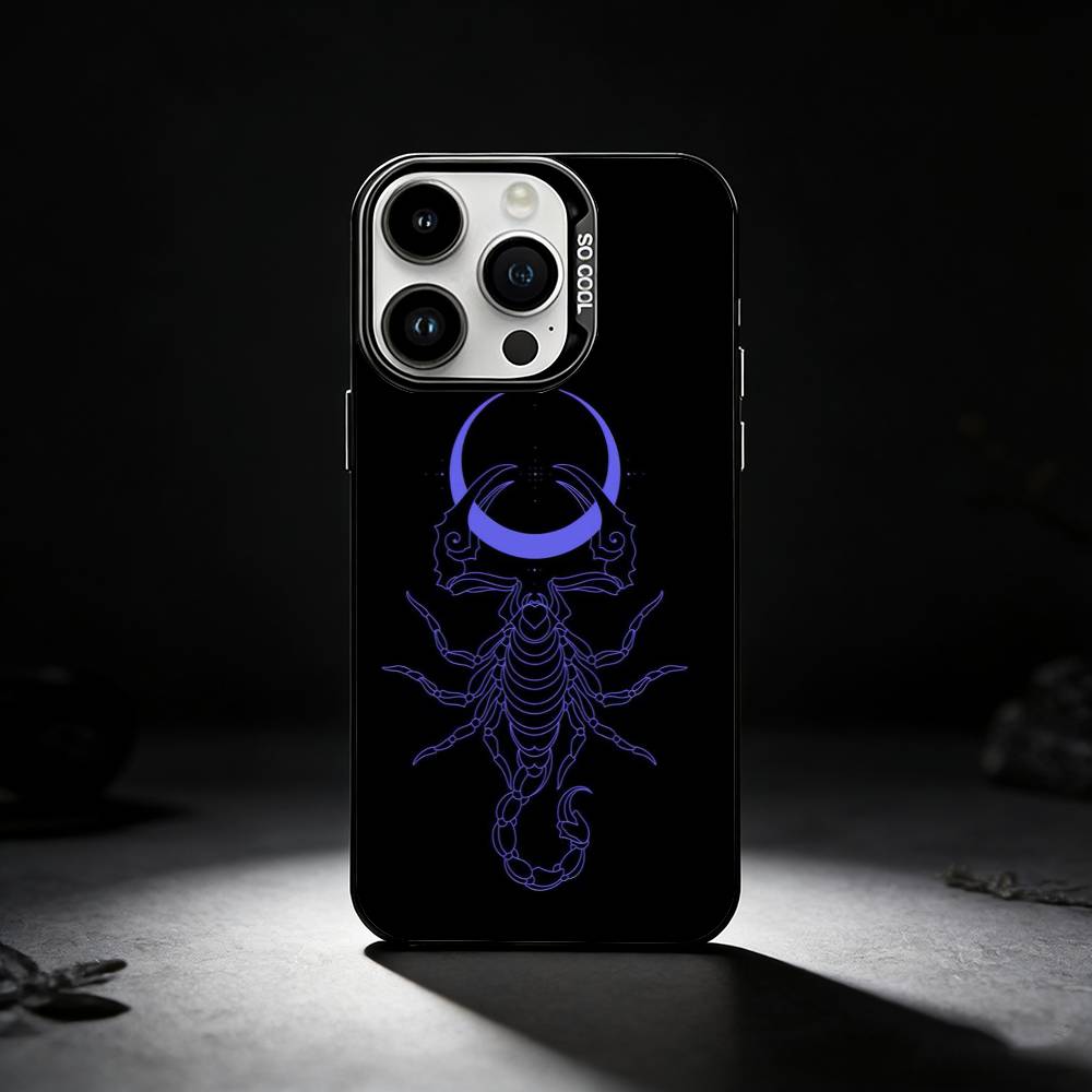 Edgy Dark Gothic Scorpion Phone Case For iPhone 17,16,15,14,13,12,11 Plus,Pro Max,XS,Colored silver phone case