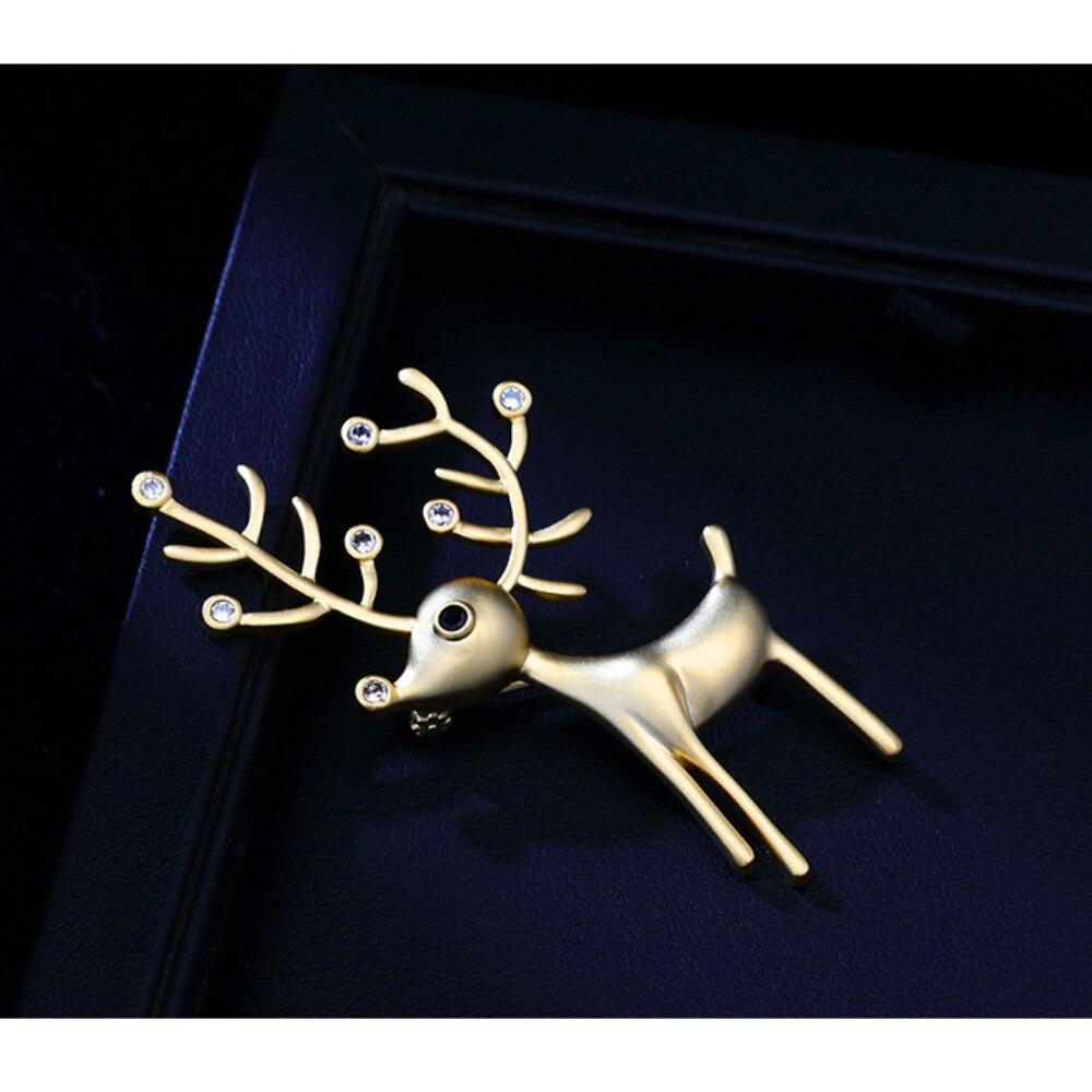 Blucome Weihnachtsbroschen aus Kupfer, Weihnachtsform mit Hirsch und Rehkitz, für Damen und Herren, Mantel, Schal, Anzug, Hijiab-Anstecker