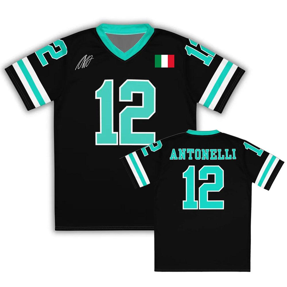 Racing Driver Kimi No.12 Antonelli Jersey Unisex Streetwear Loose V-neck Short Sleeve Male T-shirt Fashion Design 3D Print Tees