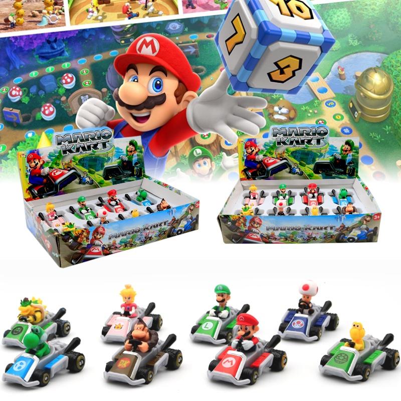Super Mario Party Go-kart Toy Set With 8 Collectible Figures And Display Box
