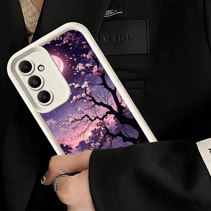 Phone Case for Samsung Galaxy A17 A16 A15 A14 A13 Dreamy Night Cherry Blossom Tree A56 A36 A26 A55 A35 A25 A54 A34 A24 A53 A33 A