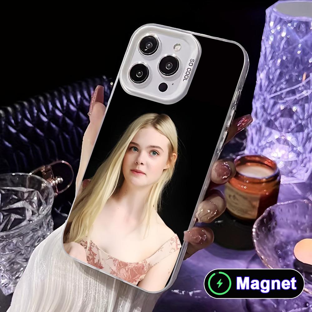 Elle Fanning White Translucent MagSafe Mobile Phone Case for iPhone 17 16 15 14 13 12 11 X XR XS Air Pro Max Plus Cover