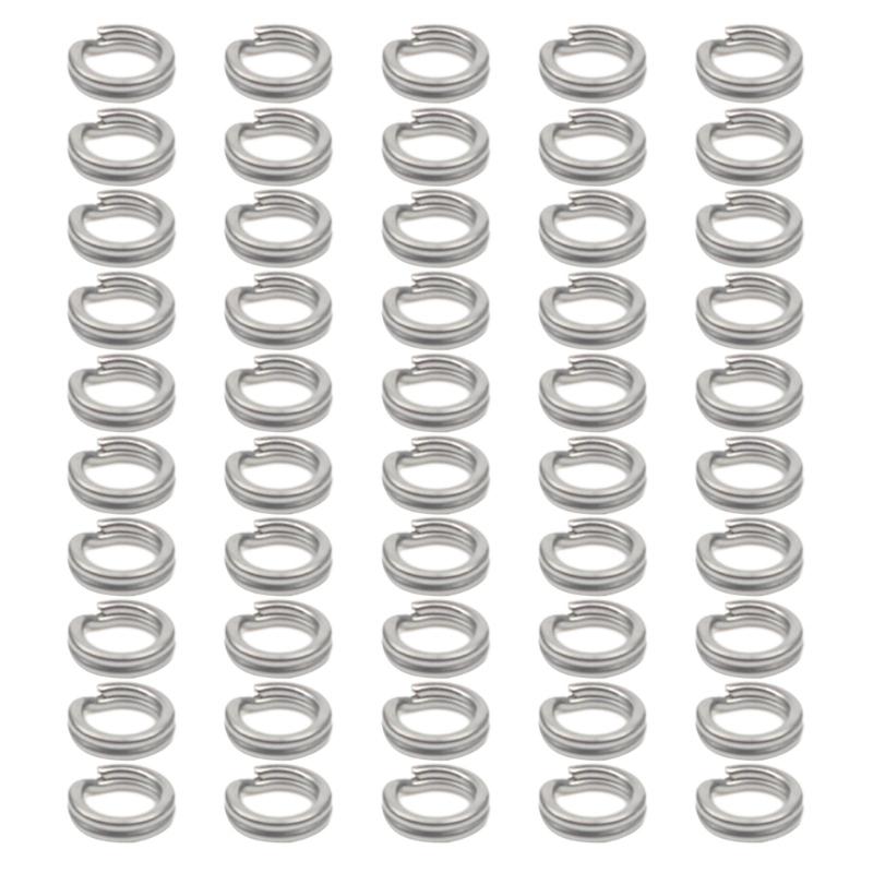 50Pcs Split Rings Assorted Fishing Split Rings Stainless Fishing Tackle Rings