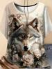 Neues Damen T-Shirt 3D Wolf Druck Rundhals Kurzarm Mode Grafik T-Shirts Lustige Streetwear Tops Y2k Lockeres T-Shirt Damen Kleidung