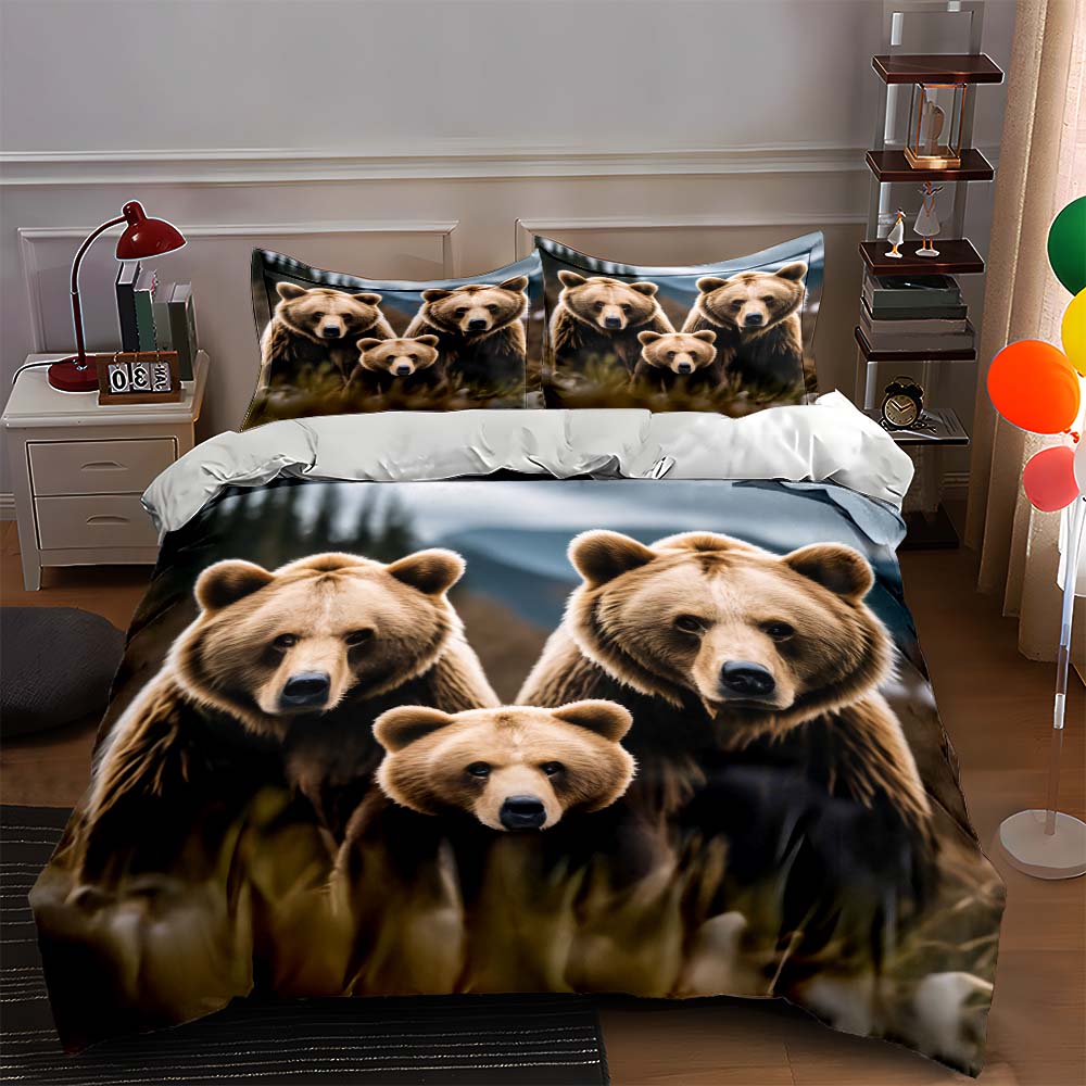 

Bear family portrait Bedding Duvet cover sets Duvet covers Pillowcases gifts (1 * Duvet Cover 2 * Pillowcases, without duvet insert) 135x200cm