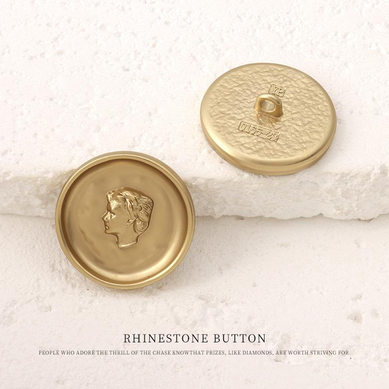 

5pcs Human Head Metal Buttons Woolen Coat Trench Coat Fog Gold Button Suit Jacket Sweater Button Accessories 18mm tea gold