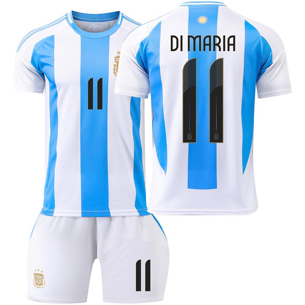 Argentina Home Stadium No.10 & No.11 Di Maria Jersey Set Kids Adult Fans Replica Football Uniform