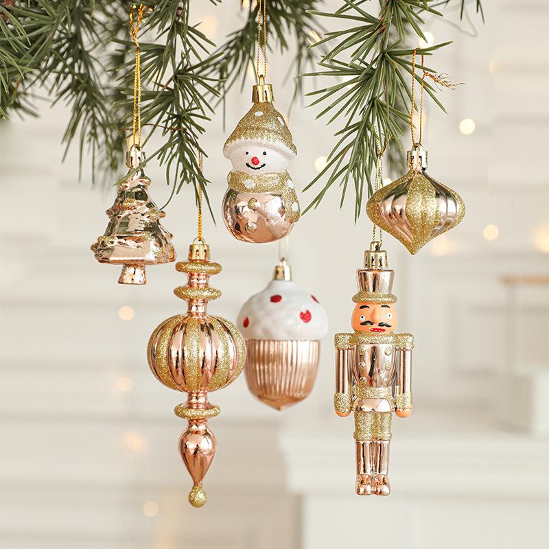 2 Stück Roségold Weihnachten Kleine Hängeanhänger Christbaumschmuck Schneemann Noel Frohe Weihnachten Deko 2025 Frohes Neues Jahr 2026