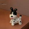 Playful Tongue Out Dog Statue Handmade Dalmatian Figurine, Cute Sculpture, Wooden Desk Decor for Home Office Bookshelf, Unique Gift Lovers Small