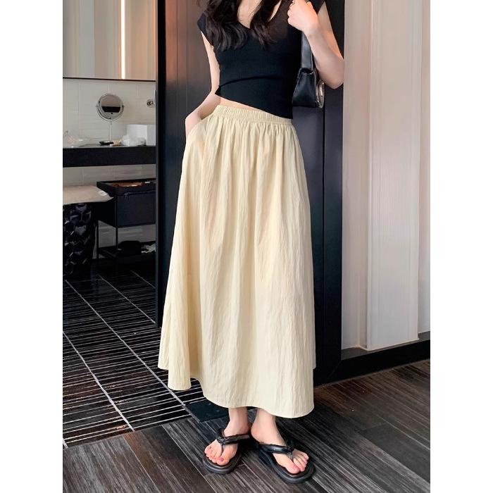 Yamamoto High-Waisted Pleated Long Skirt - Slimming Japanese Casual Summer Style